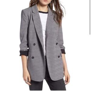 Treasure & Bond Black and White Plaid‎ Blazer Size Medium